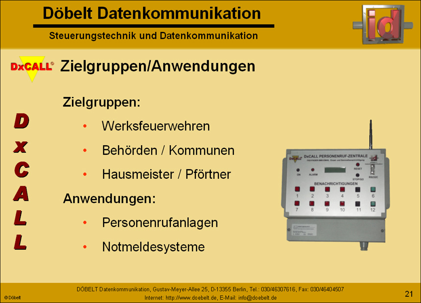 Dbelt Datenkommunikation - Produktprsentation: dxcall-dxto - Folie 21