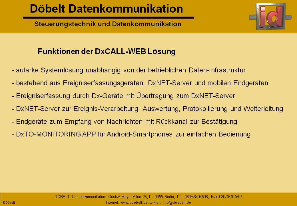 Dbelt Datenkommunikation - Produktprsentation: dxcall-web - Folie 2