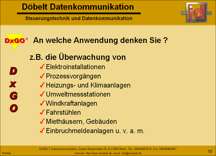 Dbelt Datenkommunikation - Produktprsentation: dxgo - Folie 10