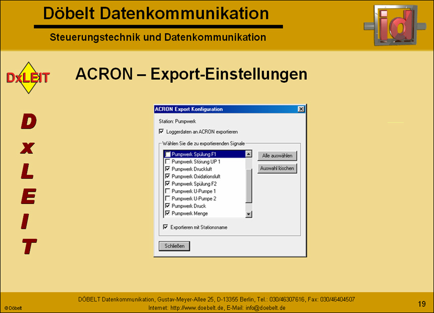 Dbelt Datenkommunikation - Produktprsentation: dxleit - Folie 19