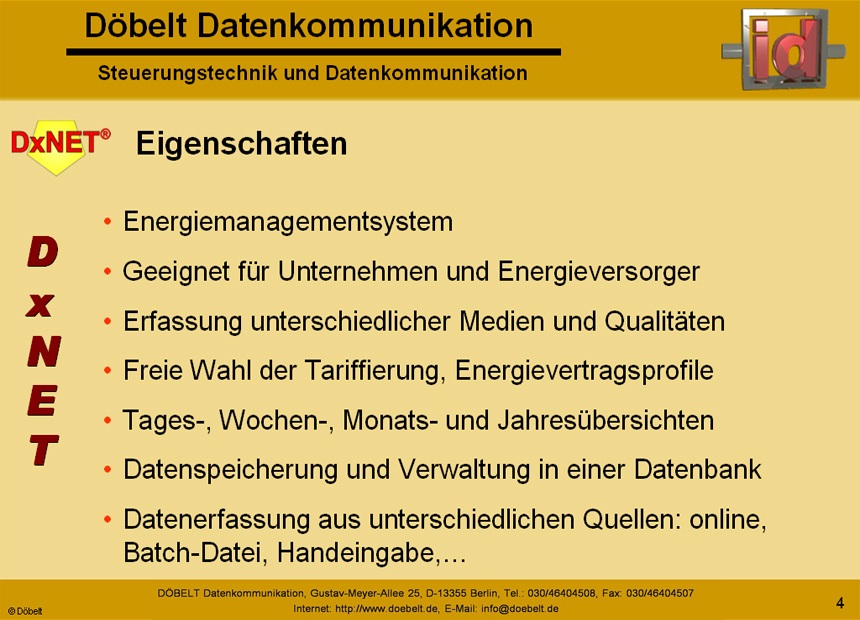 Dbelt Datenkommunikation - Produktprsentation: dxnet-energy - Folie 4