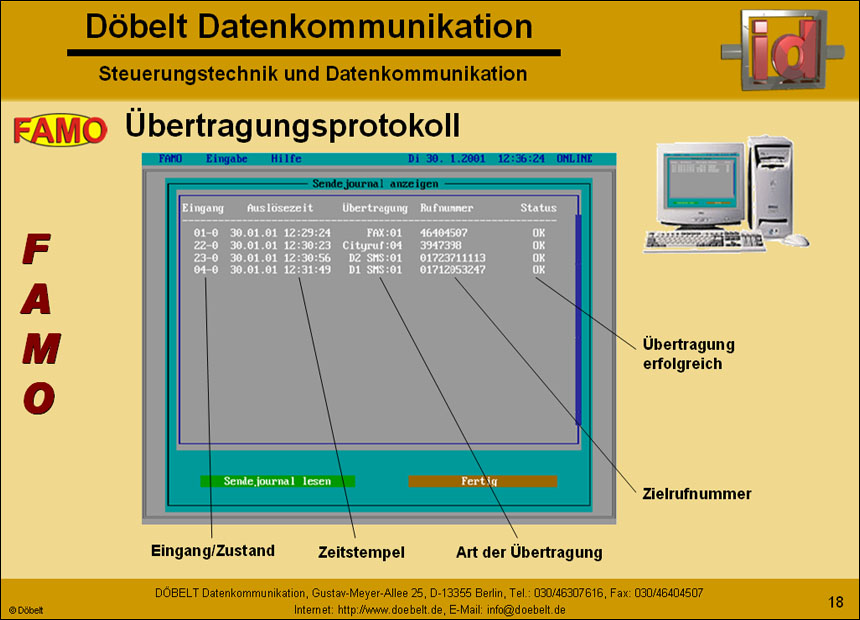 Dbelt Datenkommunikation - Produktprsentation: famo - Folie 18