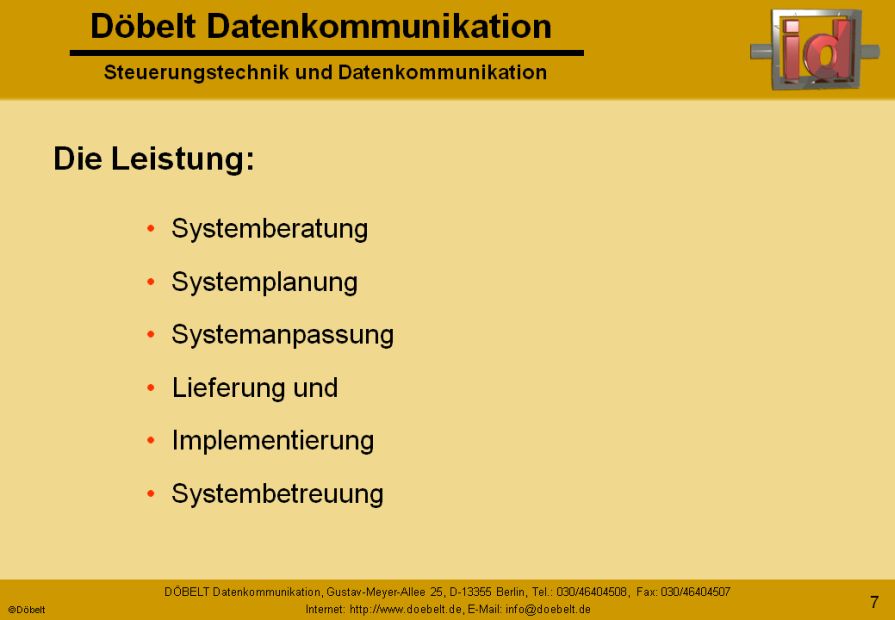 Dbelt Datenkommunikation - Produktprsentation: firma - Folie 7