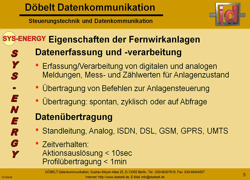 Dbelt Datenkommunikation - Produktprsentation: sys-energie - Folie 5